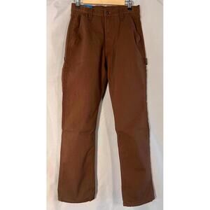 RW Brown Carpenter Work Pants with Plaid Fleece Lining Size 32x32